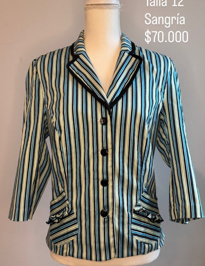 Chaqueta Sangria Color Rayas Azules
