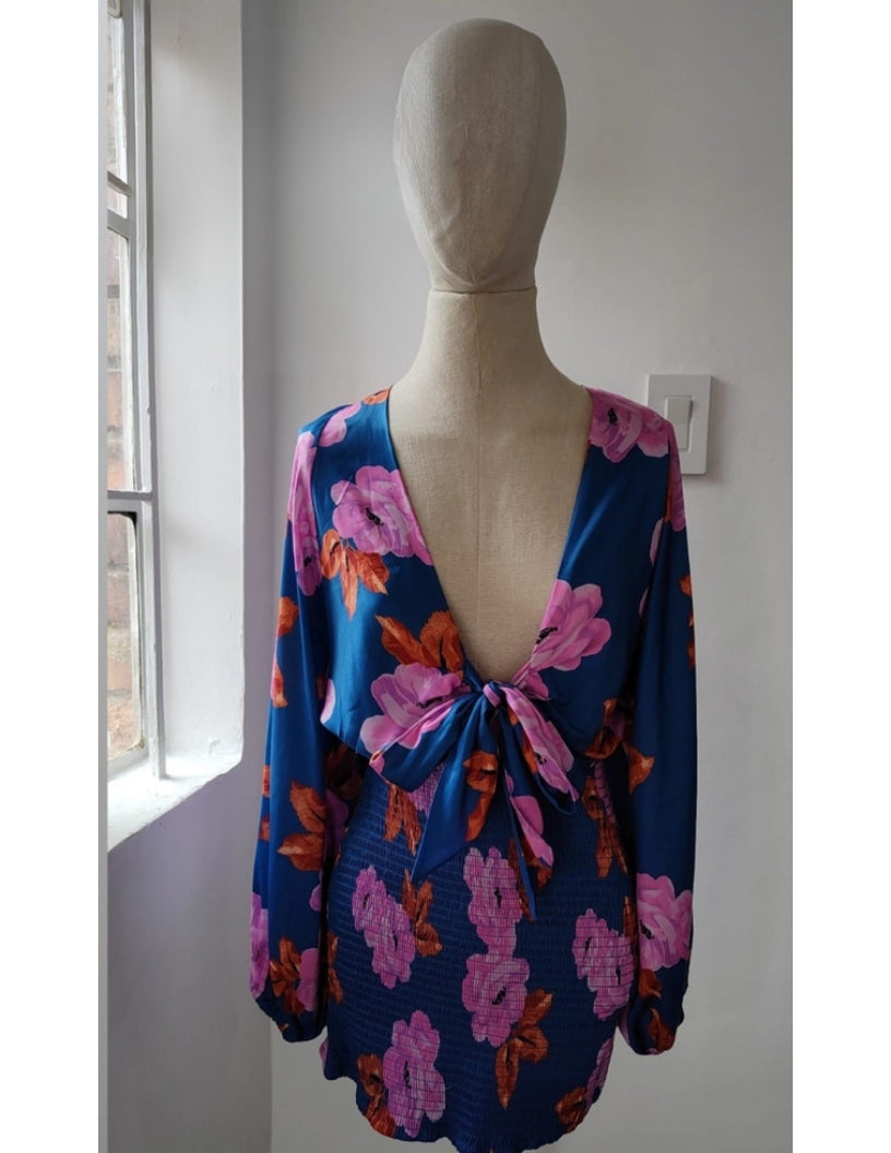 Vestido Free People Color Azul Flores