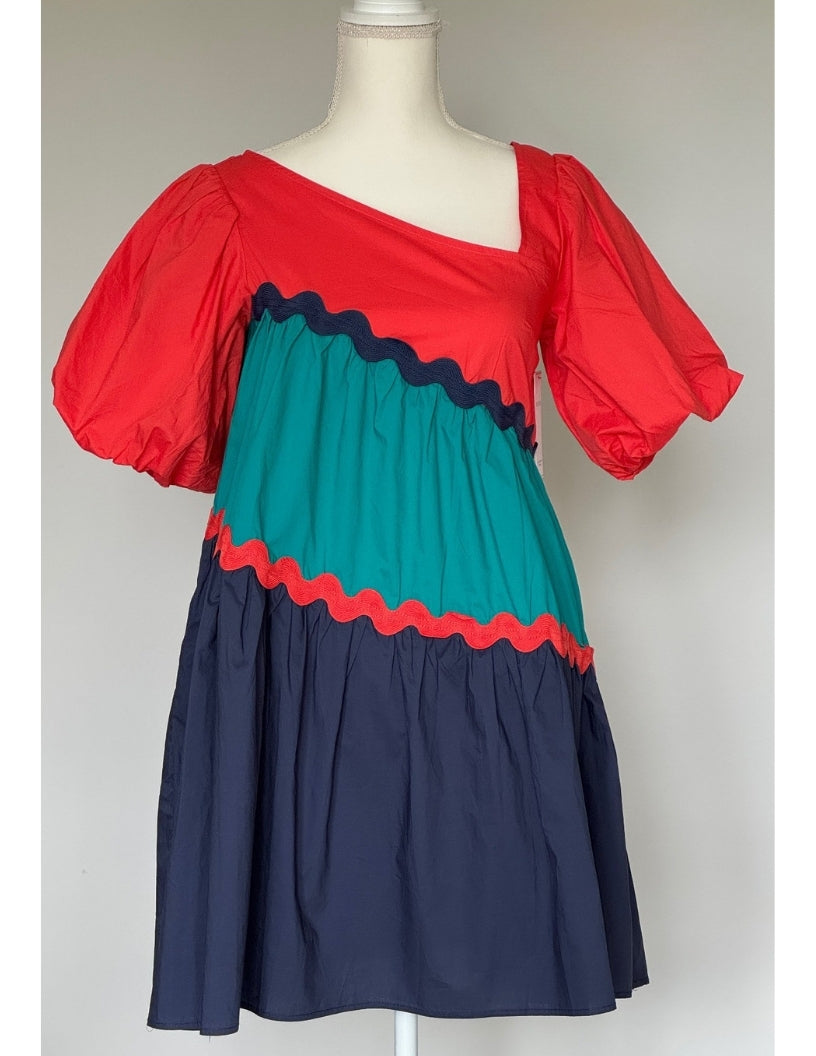 Vestido Aura Color Naranja/Verde/Azul