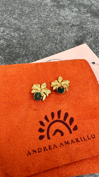 Aretes Andrea Amarillo Color Dorado Verde