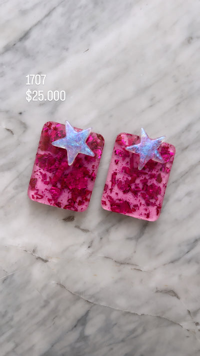Aretes Ad Color Estrella/Rosa