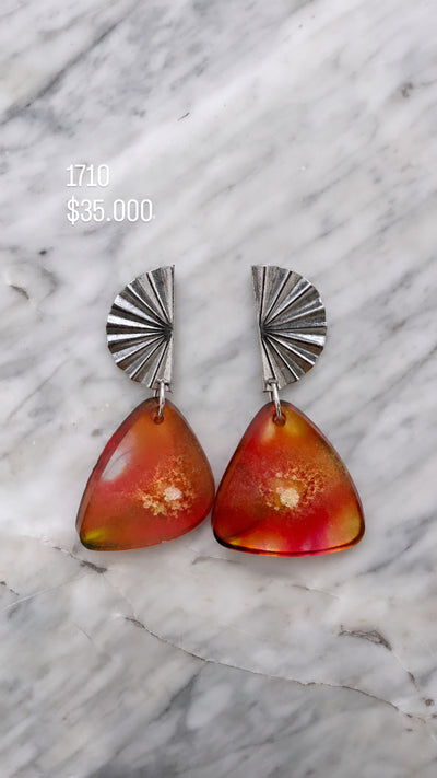 Aretes Ad Color Naranja/Triangulo