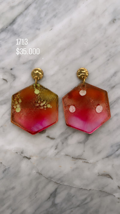 Aretes Ad Color Naranja/Poligono
