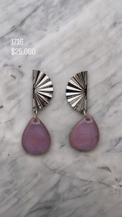 Aretes Ad Color Lila/Plateado