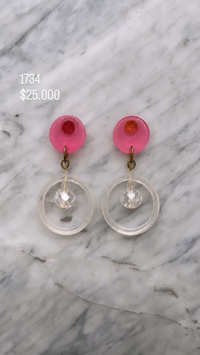 Aretes Ad Color Rosa/Blanco