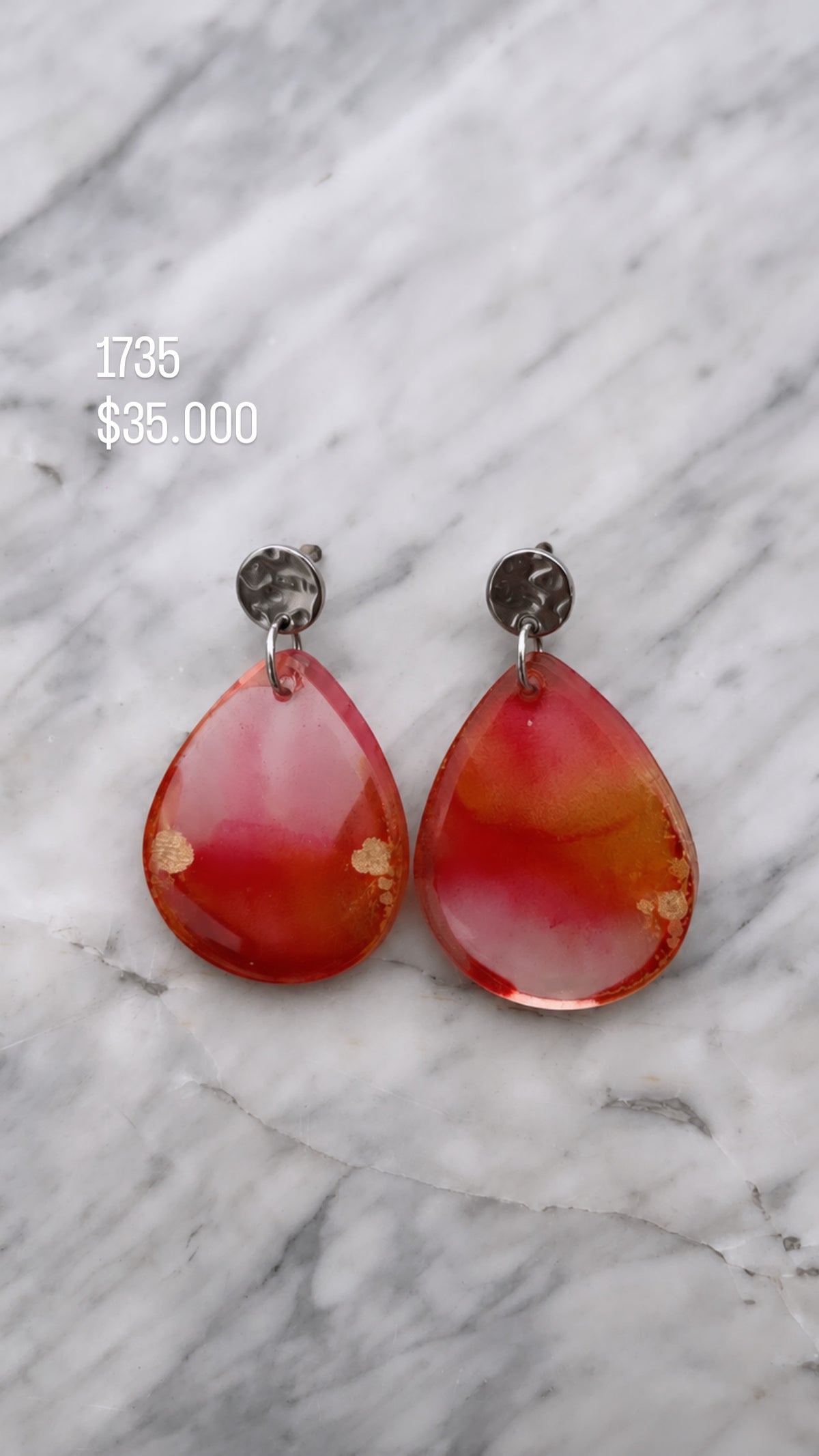 Aretes Ad Color Naranja/Gota