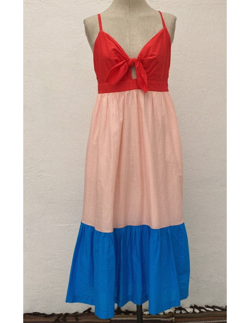Vestido J.Crew Color Rayas Rojo/Rosado/Azul
