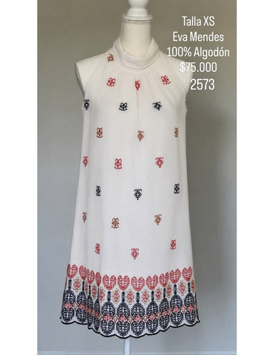 Vestido Eva Mendes Color Crema Bordado