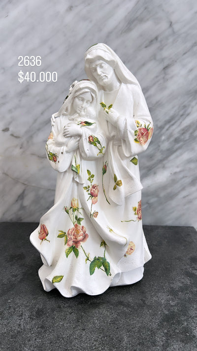 Escultura N/A Color Blanco Con Flores