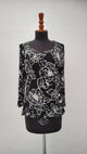 Blusa Soutland Color Negro Flores Blancas
