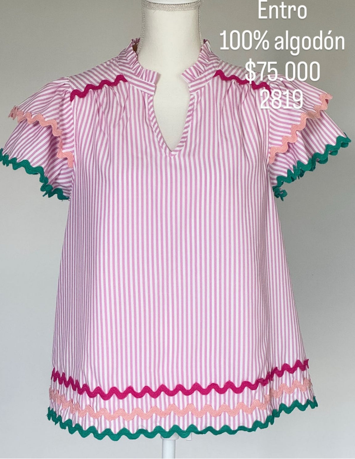 Blusa Entro Color Rayas Rosa Blanco