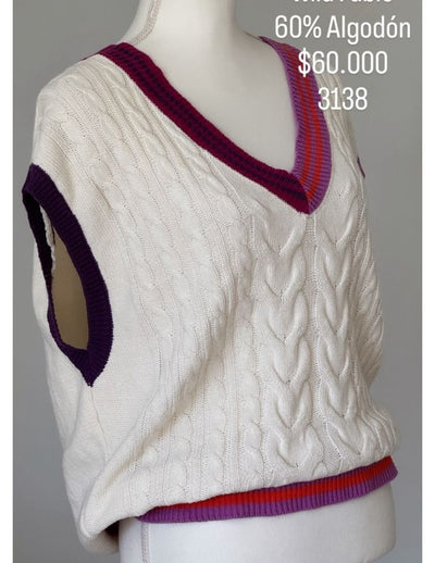 Chaleco Wild Fable Color Crema Cuello Morado